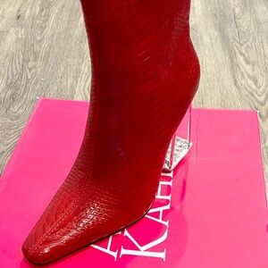Ashley Kahen Glam Heeled Booties Red